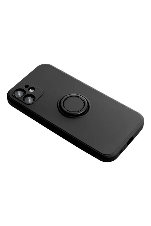 Case for Apple iPhone 16, Microfiber, Ring Holder, Camera Protection, Black - 5