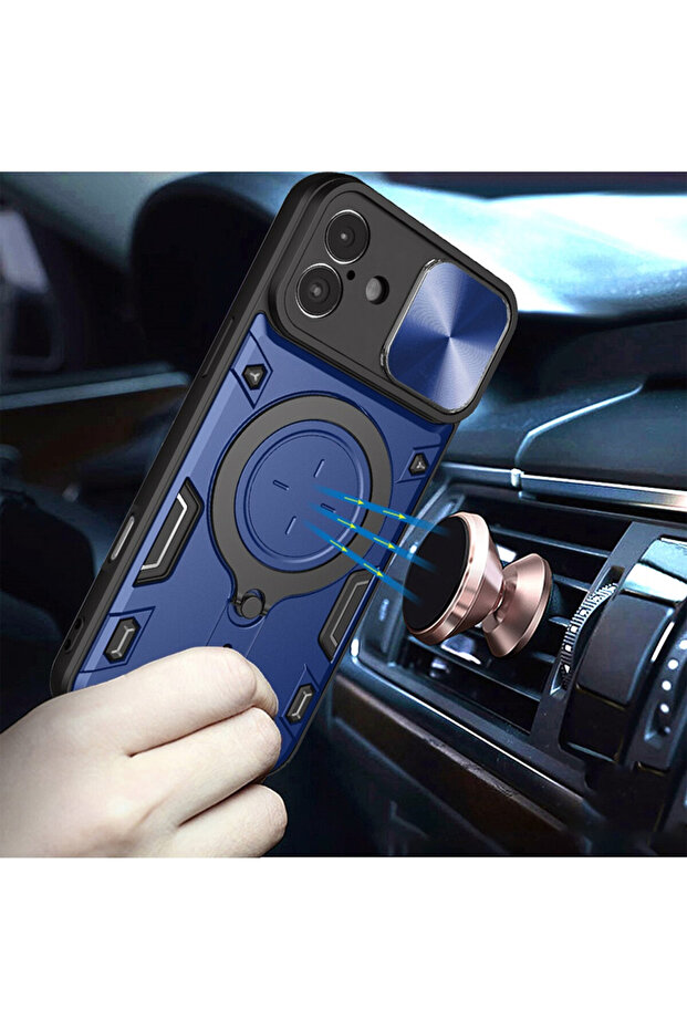 SurveilProRingLens Cover for Apple iPhone 16, Rotating Ring, Blue - 3