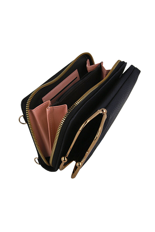 Universal 2 in 1 Case Compatible with TCL, Elegant, Phone Bag, Stylish, Zipper Pocket, Black - 6
