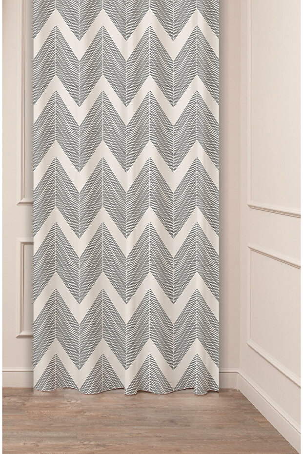 Patterned Geometric Striped Authentic Special Design Digital Printed (Single Panel) Stylish Modern Background Curtain