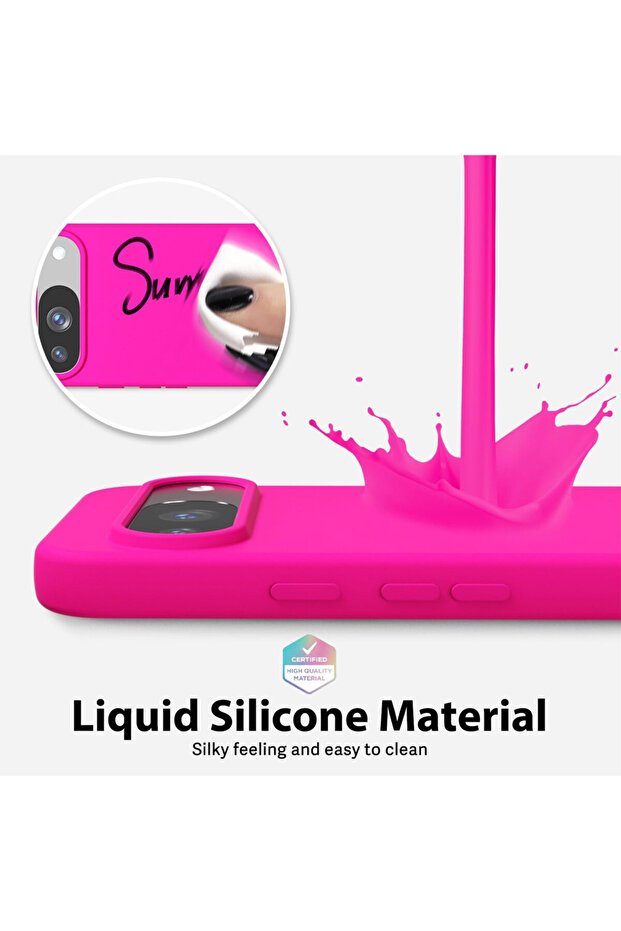 Smooth Silicone Microfiber Protective Case for Google Pixel 10, Hot Pink - 2