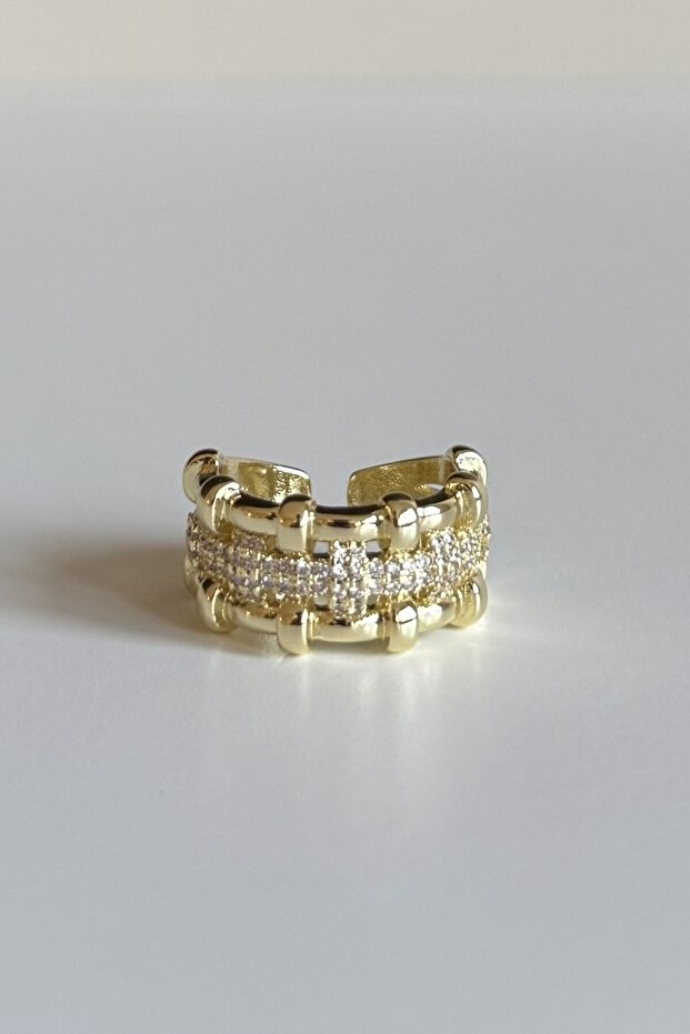 خاتم مزدوج الصف مرصع بالجواهر - 1