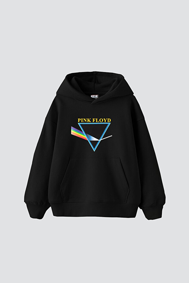 Pink Floyd V2 Baskılı Oversize Unisex Siyah Hoodie - 2