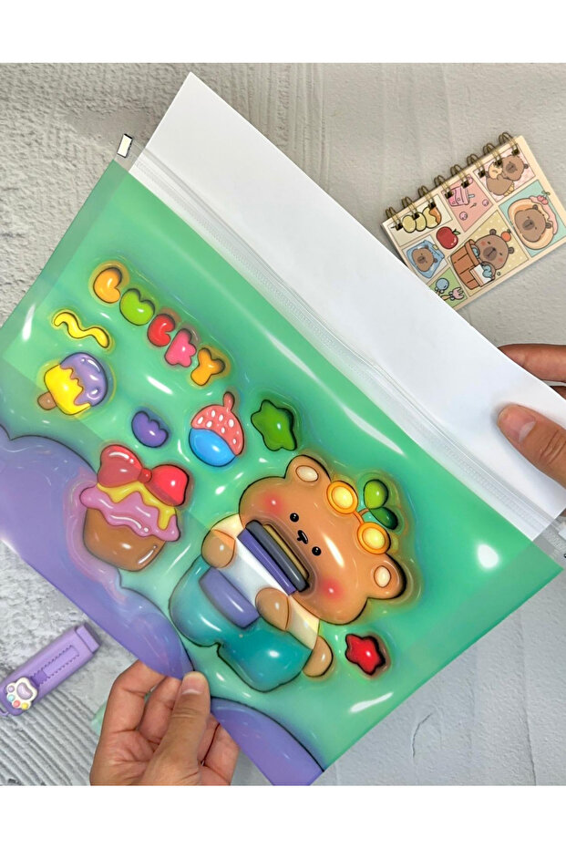 Teddy Bear Transparent Single Compartment A4 Zippered File Folder / Document File/Organizer Folder - 6