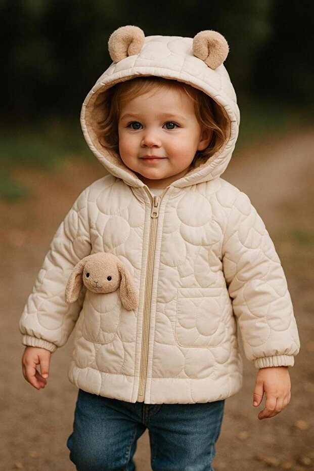 2-7 Years Old Rabbit Fleece Lined Winter Girl's Coat