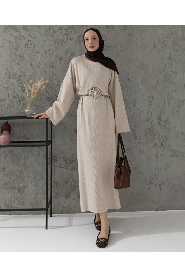 Belt Detailed Knitwear Dress