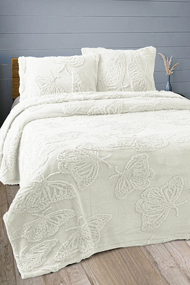 Butterfly Patterned Double Soft Wellsoft Blanket / Bedspread 230X250Cm |   Without Pillow - 1