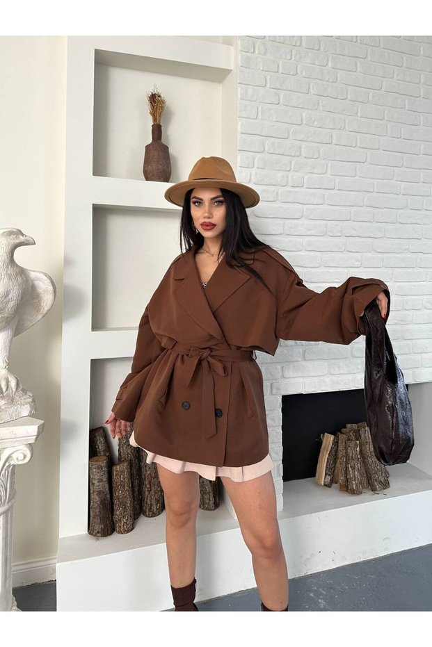 Women's Stylish Belted Modern Design and Comfortable Fit Outerwear Trench Coat