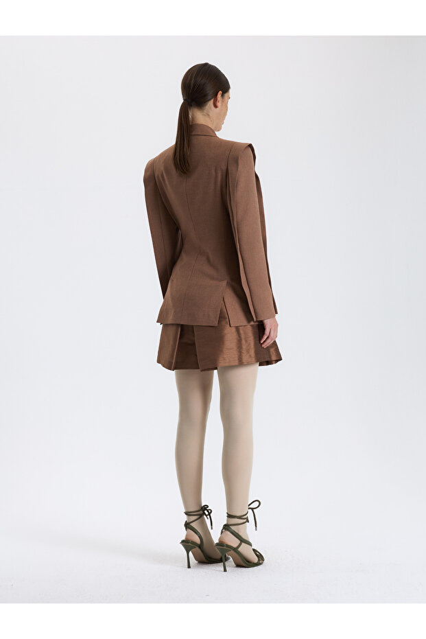 Çapraz Bağlamalı Yün Ceket - 4