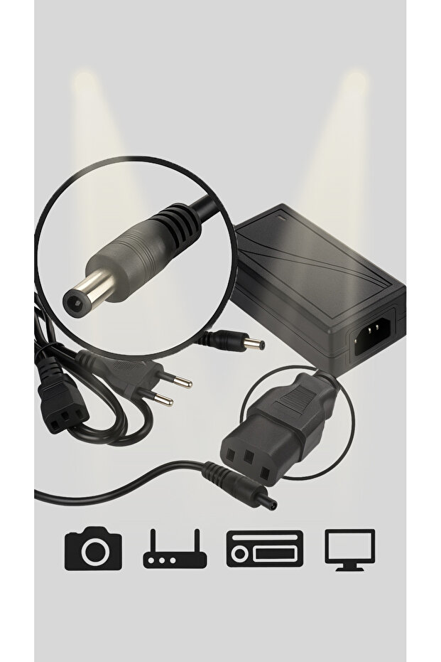 CS65001 12V 5A PLASTİK ADAPTÖR 5x2.5 YENİ TİP UÇ -TEYP FİŞİ DAHİL - 6