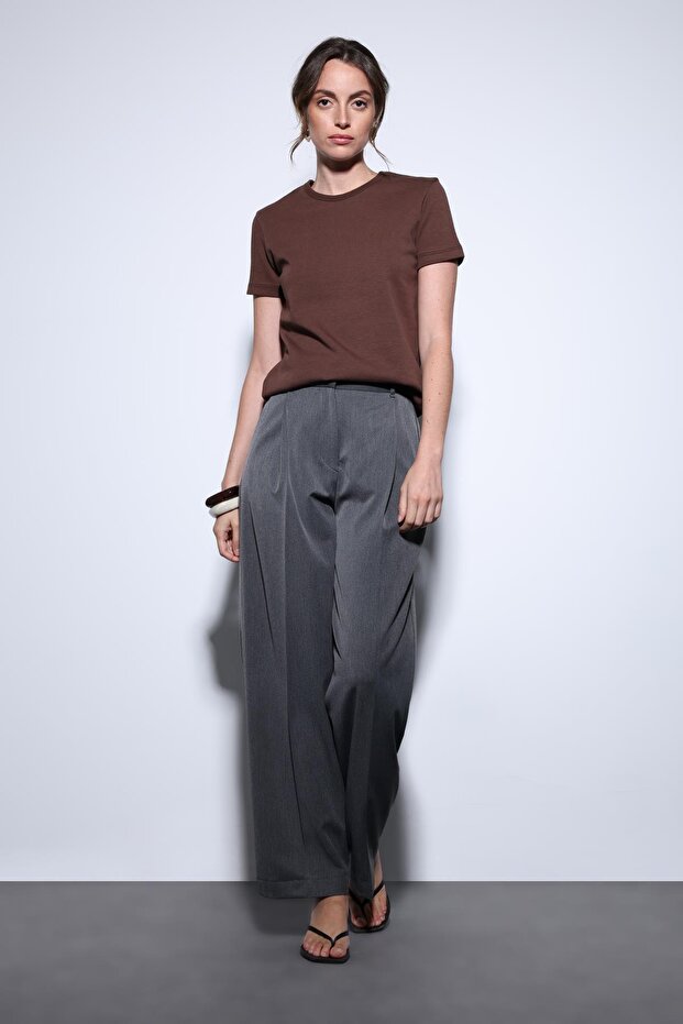 Kahve Basic Kadın T-Shirt - 2