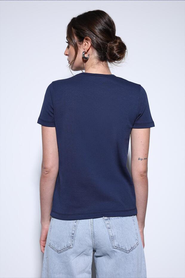 Lacivert Basic Kadın T-Shirt - 6