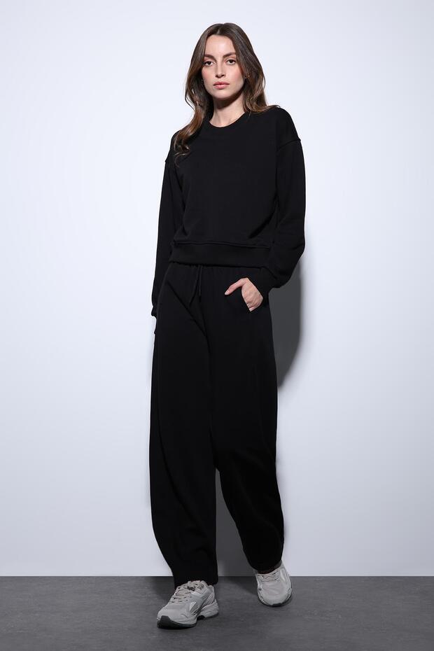 Siyah Basic Kadın Sweatshirt - 4