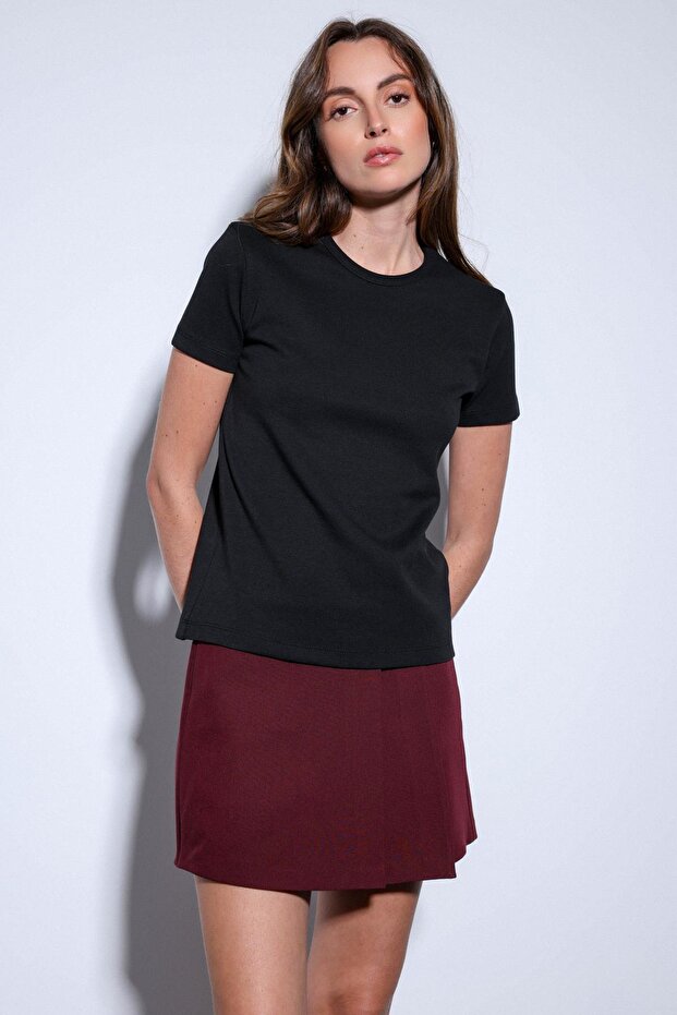 Siyah Basic Kadın T-Shirt - 1
