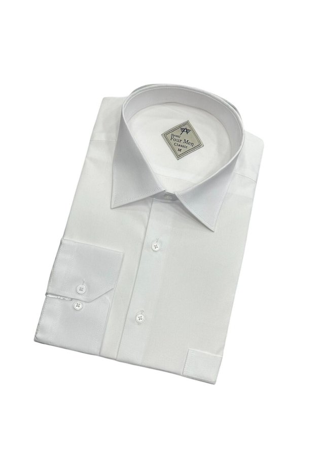Classic Wide Cut Straight Long Sleeve Men's Shirt
