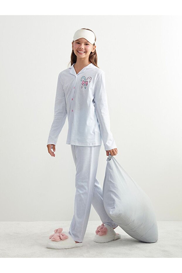 Gömlek Yaka Kız Çocuk Pijama - 1