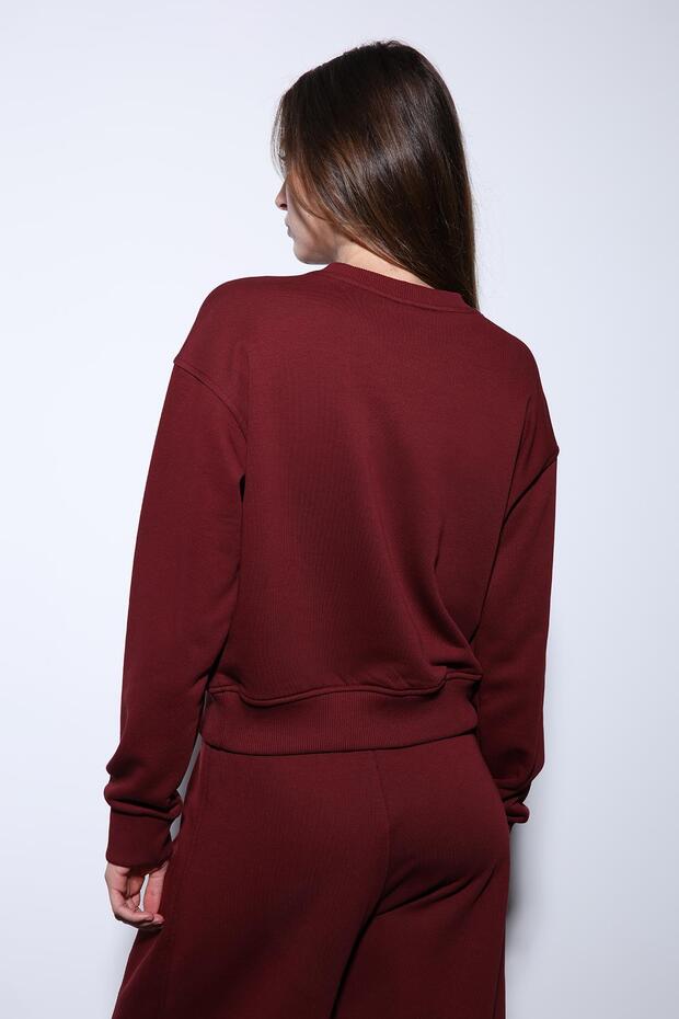 Bordo Basic Kadın Sweatshirt - 4