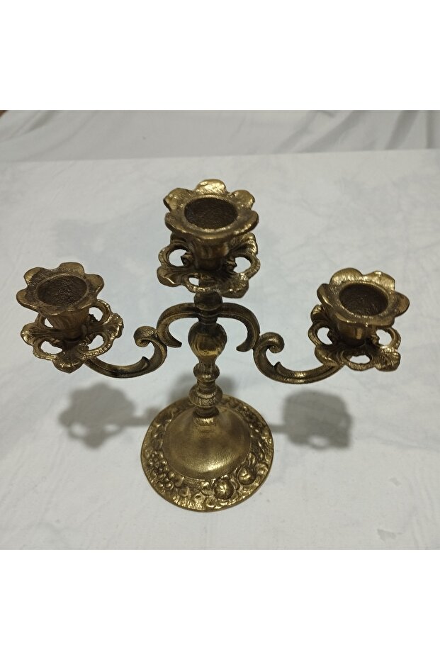 pirinç şamdan 3 kollu - 4