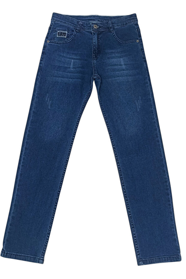 Boy's Pocket over 1977 Embroidered Pocket over Vintage Patterned Navy Blue Jeans