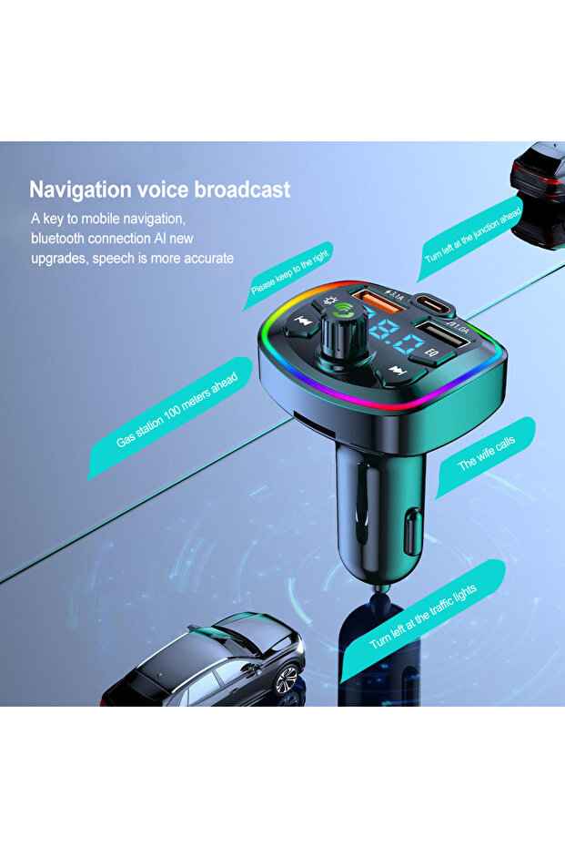 FM Bluetooth Car Modulator with Fast Charging & LED Display - 6