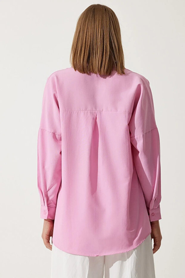 Kadın Oversize Uzun Basic Gömlek - 5