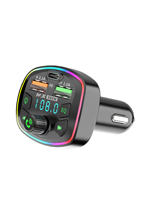 FM Bluetooth Car Modulator with Fast Charging & LED Display - 1