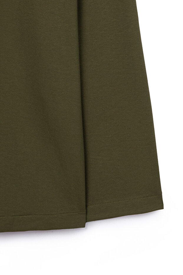 Baskılı Düz Sweat Haki - 3