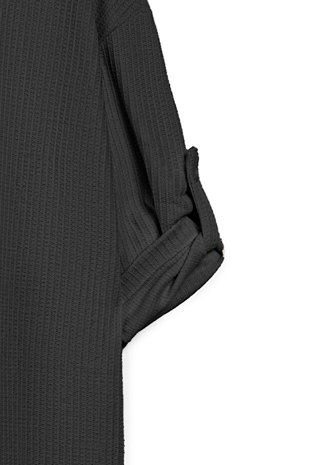 Yırtmaçlı Uzun Örme Elbise Siyah - 4