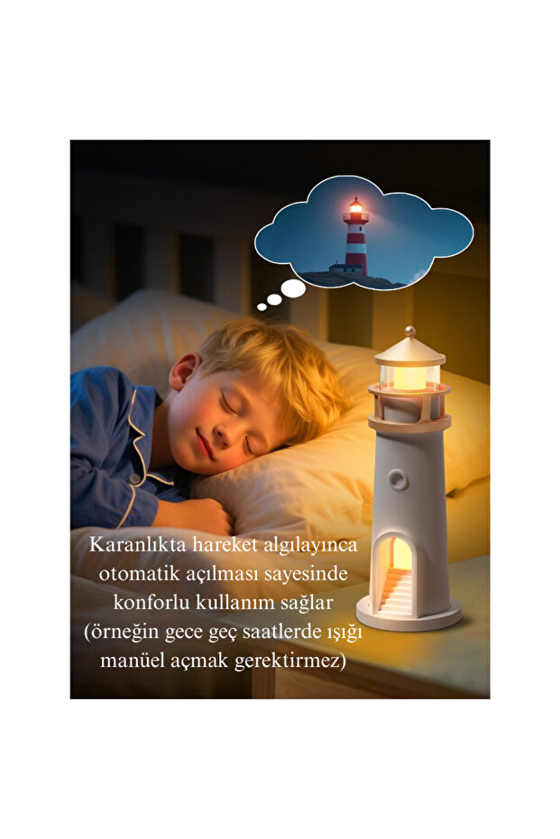 Deniz Feneri Projektör Ay Gece Lambası Kumandalı Kısılabilir Zaman Ayarlı LED - 6