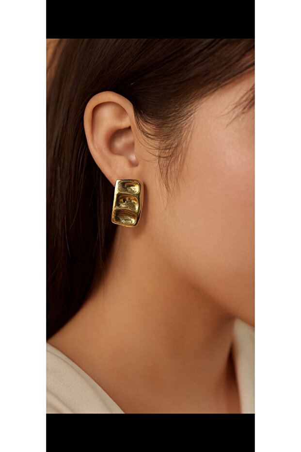 Stylish and Simple Steel Earrings Gold