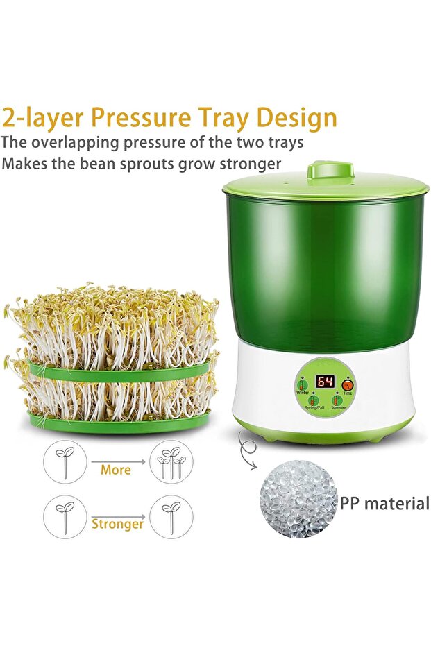 Bean Sprouts Machine, Seed Sprouter Kits, LED Display Time, Intelligent Automatic Bean Sprouts Maker - 4