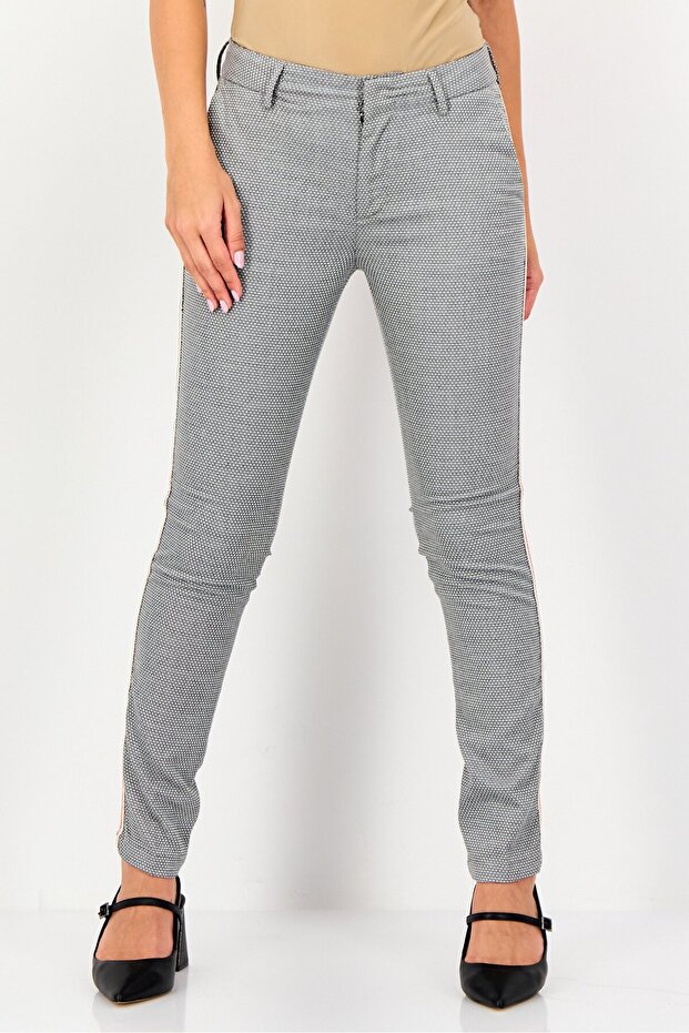 Women Cigarette Fit Grid Pattern Straight Leg Pants, Multicolor