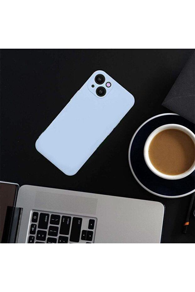 Silicone Case for Apple iPhone 14, Microfiber Interior, Light Blue - 3