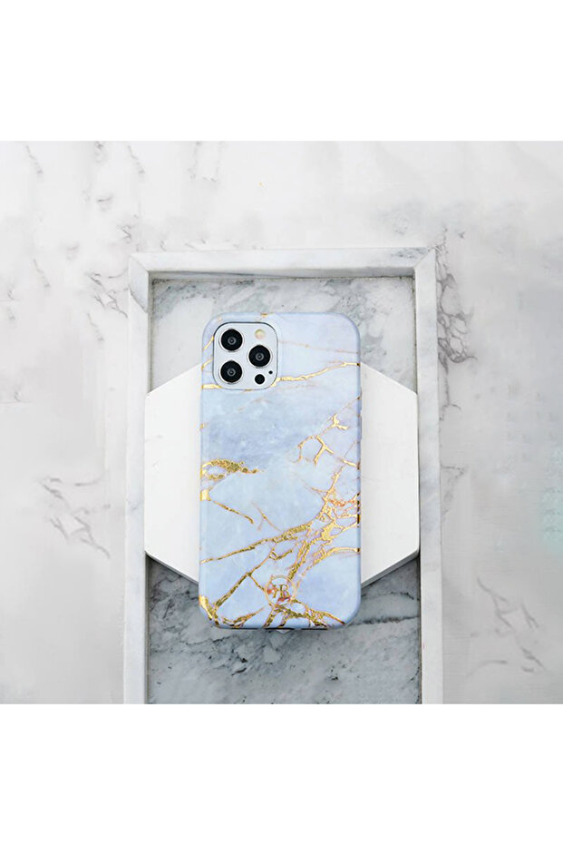 Apple iPhone 12 Precious Marble Case, Elegant Design, Tech White - 6