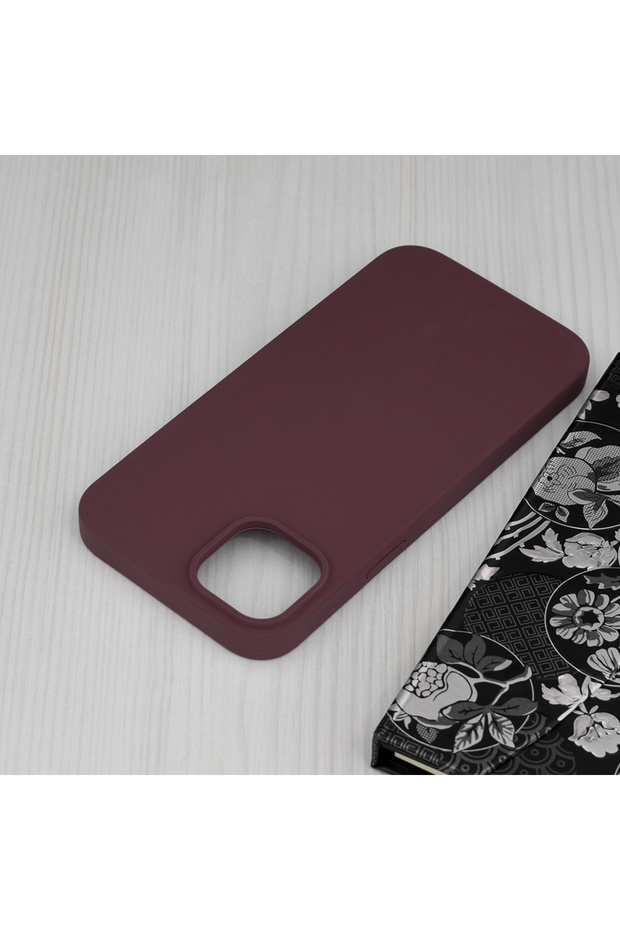 Double Structure Protective Case for iPhone 14 Plus, Microfiber, Matte Cherry - 4