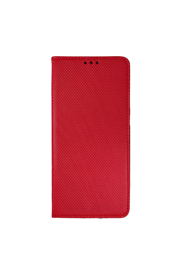 Leather Flip Case for Apple iPhone 15, Texture Design, Wallet Pocket, Red - 4