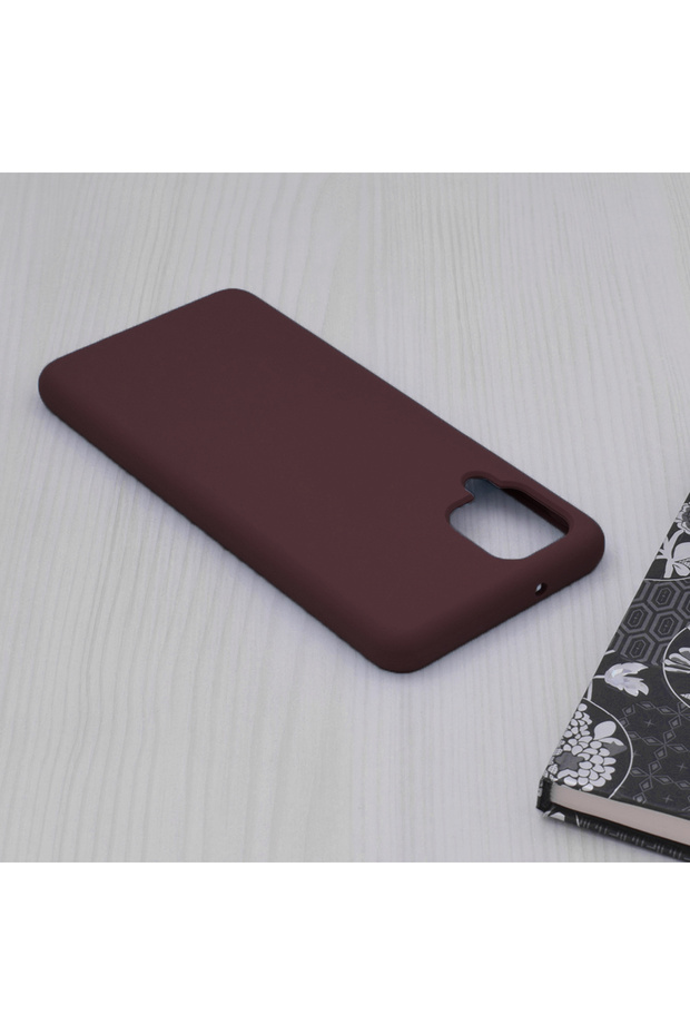 Double Structure Protective Case for Samsung Galaxy A12 / A12 Nacho, Microfiber, Matte Cherry - 5