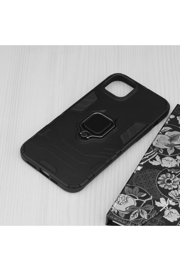 Armor Ring Case for Apple iPhone 14 Plus, Army Shield, Magnetic Ring, Rugged, Titanium Black - 6