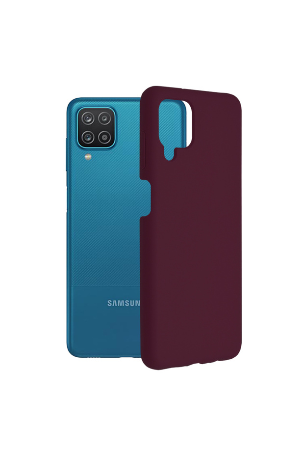 Double Structure Protective Case for Samsung Galaxy A12 / A12 Nacho, Microfiber, Matte Cherry - 1