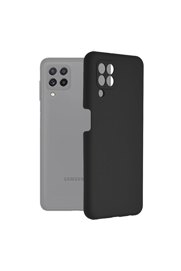 Double Structure Protective Case for Samsung Galaxy A22 4G, Microfiber, Titanium Black - 1