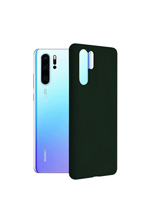 Silicone case for Huawei P30 Pro, Microfiber, Dark Green - 1