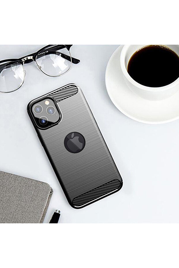 Protective case compatible with iPhone 12, Carbon Fiber, Black - 4