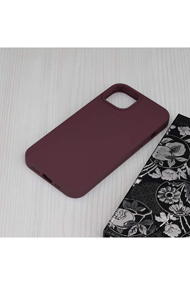 Double Structure Protective Case for iPhone 14, Microfiber, Matte Cherry - 3