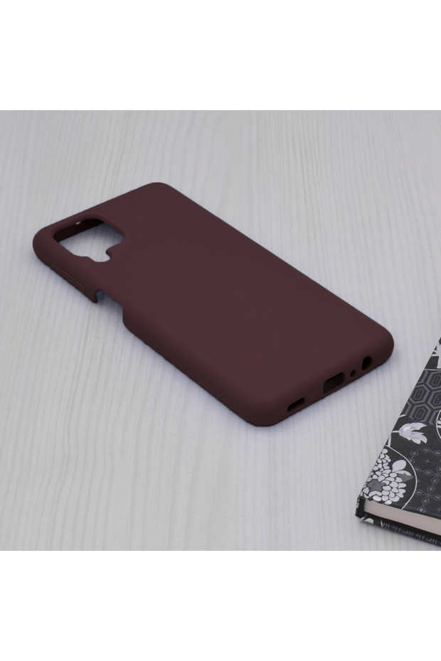 Double Structure Protective Case for Samsung Galaxy A12 / A12 Nacho, Microfiber, Matte Cherry - 4