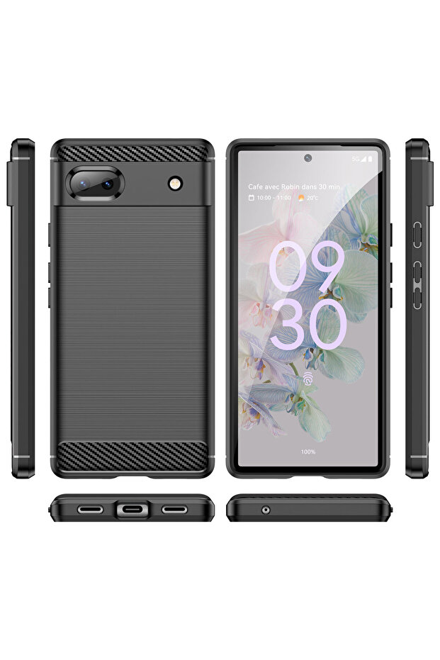 Flexible Carbon case compatible with Google Pixel 6a Black - 6