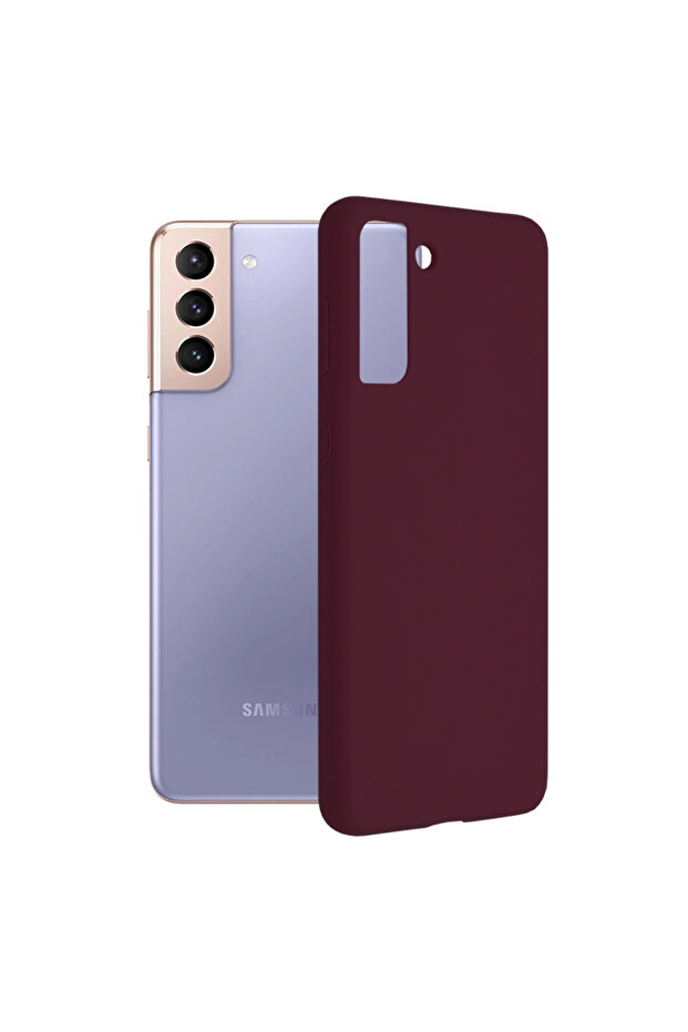 Double Structure Protective Case for Samsung Galaxy S21, Microfiber, Matte Burgundy - 1