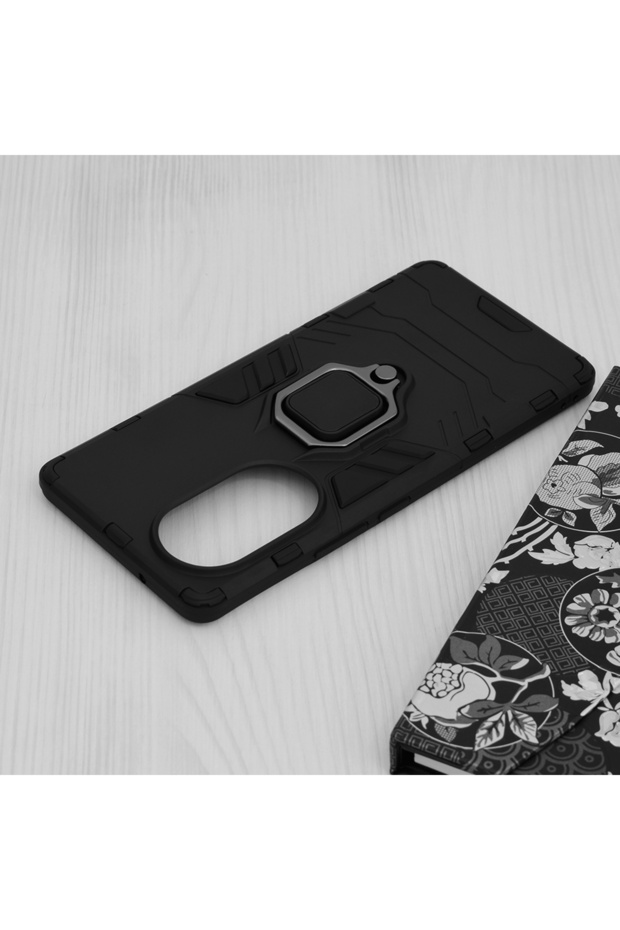 Armor Ring Case for Honor 80, Army Shield, Magnetic Ring, Rugged, Titanium Black - 5