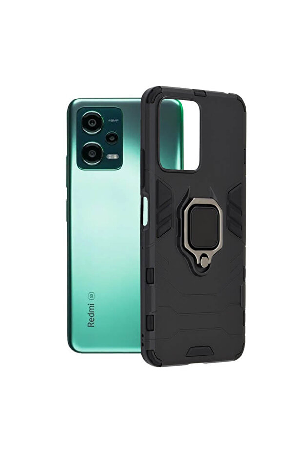 Protective case for Redmi Note 12 Pro, Army Shield, Hybrid Armor, Ring Holder, Black - 1
