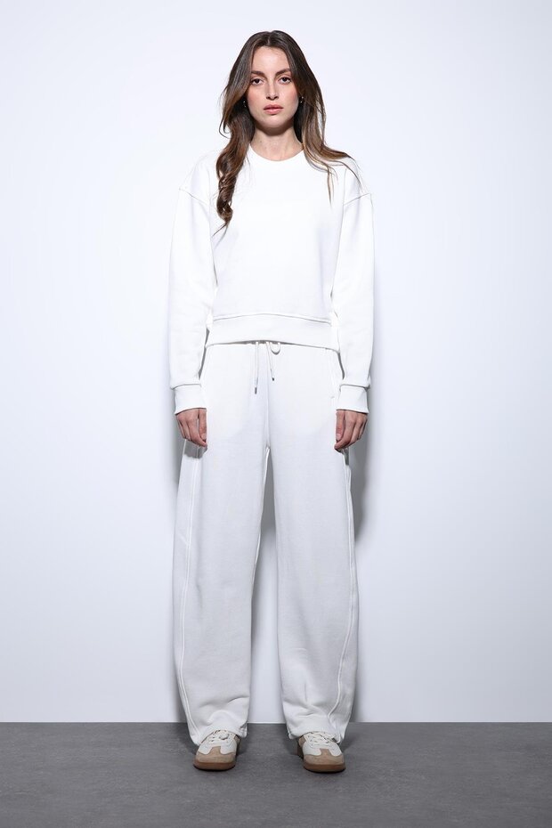 Ekru Basic Düz Paça Kadın Eşofman Altı - 3