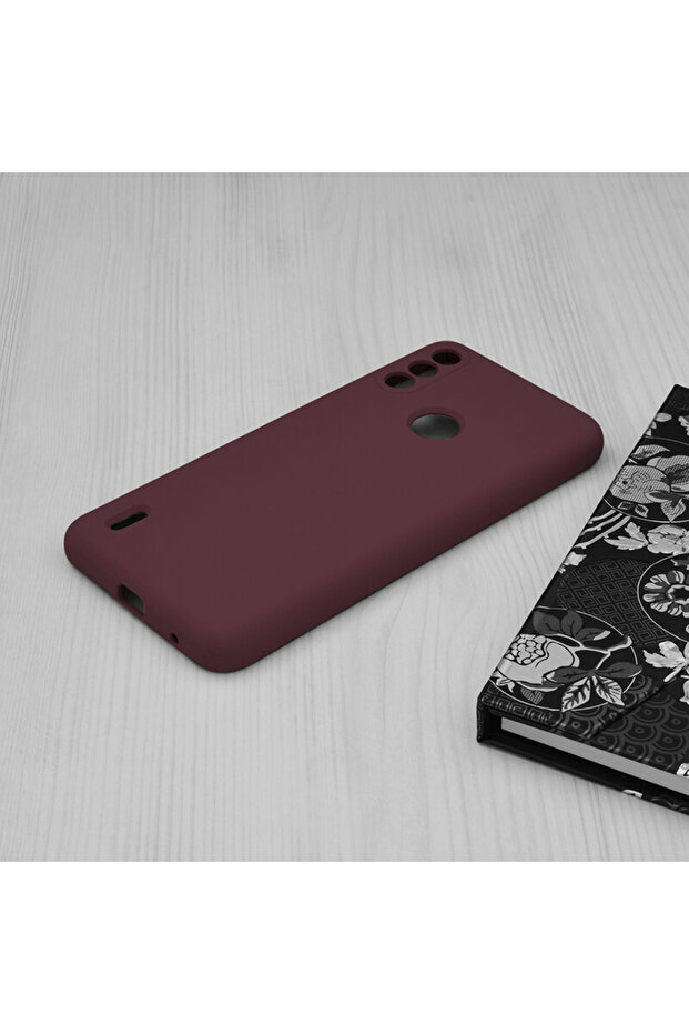 TPU Silicone Case with Microfiber for Motorola Moto E7 Power / E7i Power, Microfiber, Cherry - 5